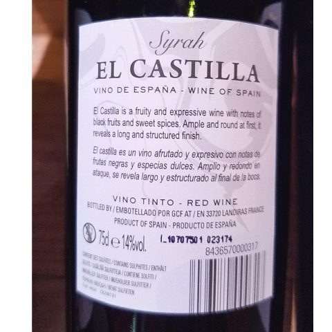 El Castilla Syrah (red)